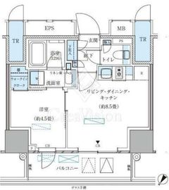 パークアクシス五反田スカイタワー 1LDK 30.88㎡の間取り図