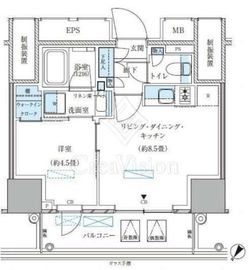 パークアクシス五反田スカイタワー 1LDK 32.67㎡の間取り図