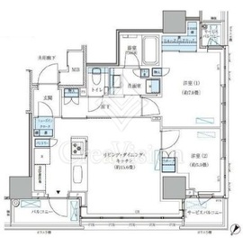 パークアクシス五反田スカイタワー 1LDK 32.76㎡の間取り図