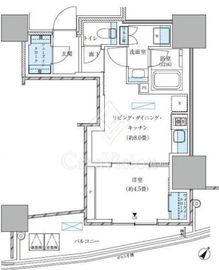パークアクシス五反田スカイタワー 1LDK 35.74㎡の間取り図