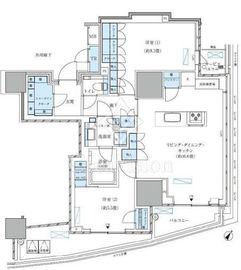 パークアクシス五反田スカイタワー 2LDK 77.06㎡の間取り図